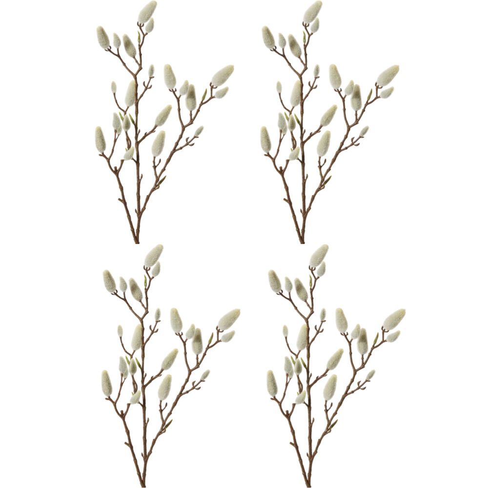 E Style Magnolia Bud Branch Realistic Artificial Flower Cream Brown 76cm (4 Pack)