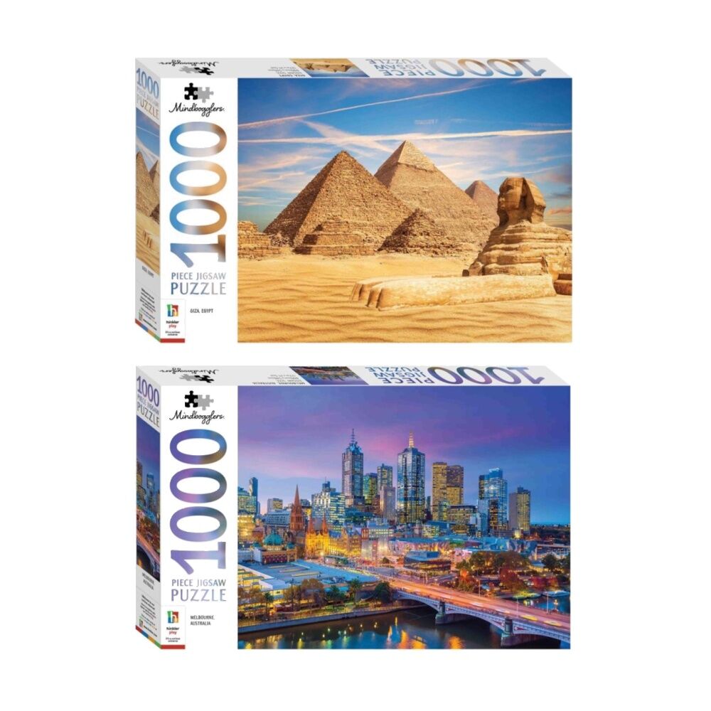 Hinkler Mindbogglers Egypt & Melbourne Australia Jigsaw Puzzle (1000 Pieces)
