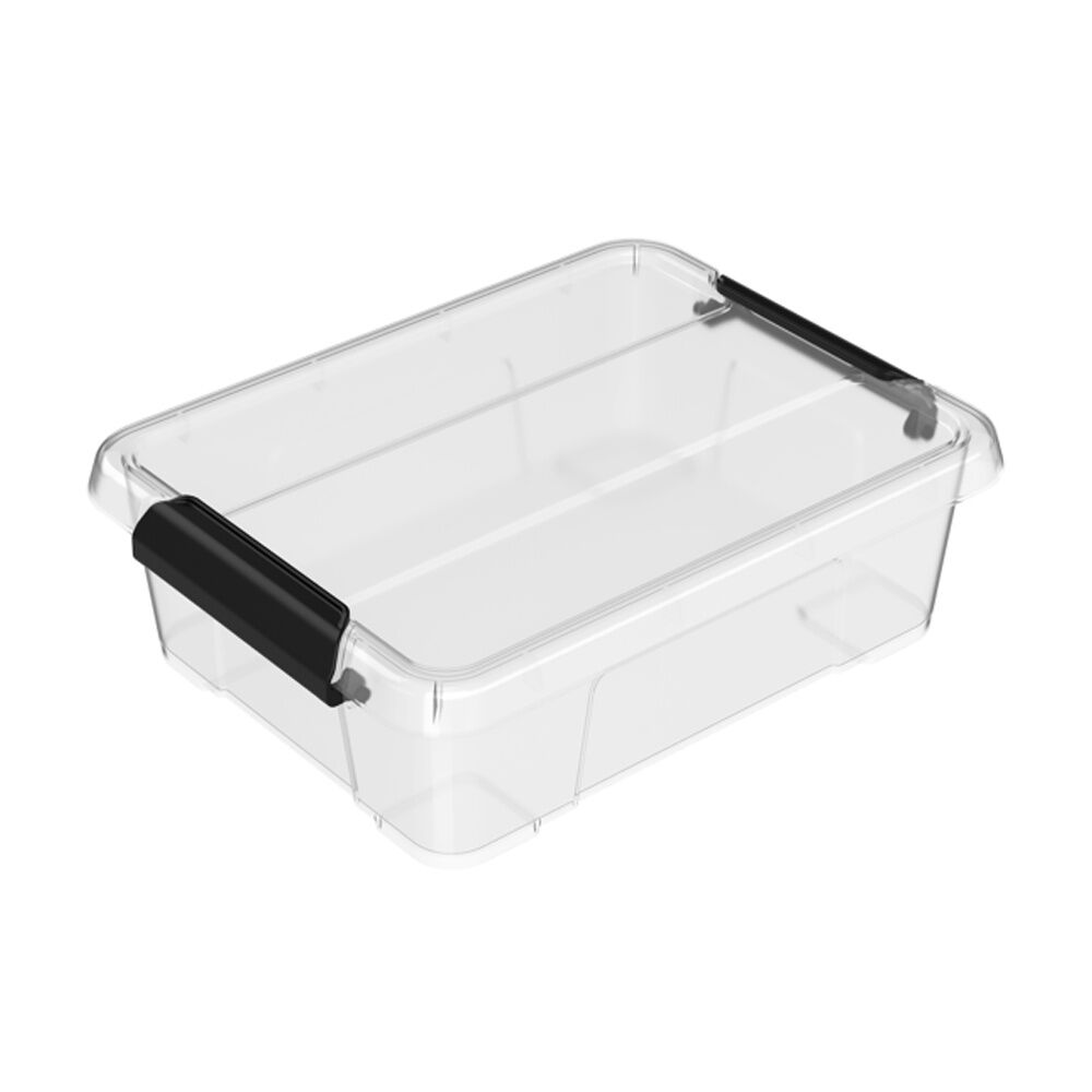 Partyware 1150mL Storage Tub Pack Of 1 - Clear Plastic Container With Black Clip Lid - Ideal For Organizing