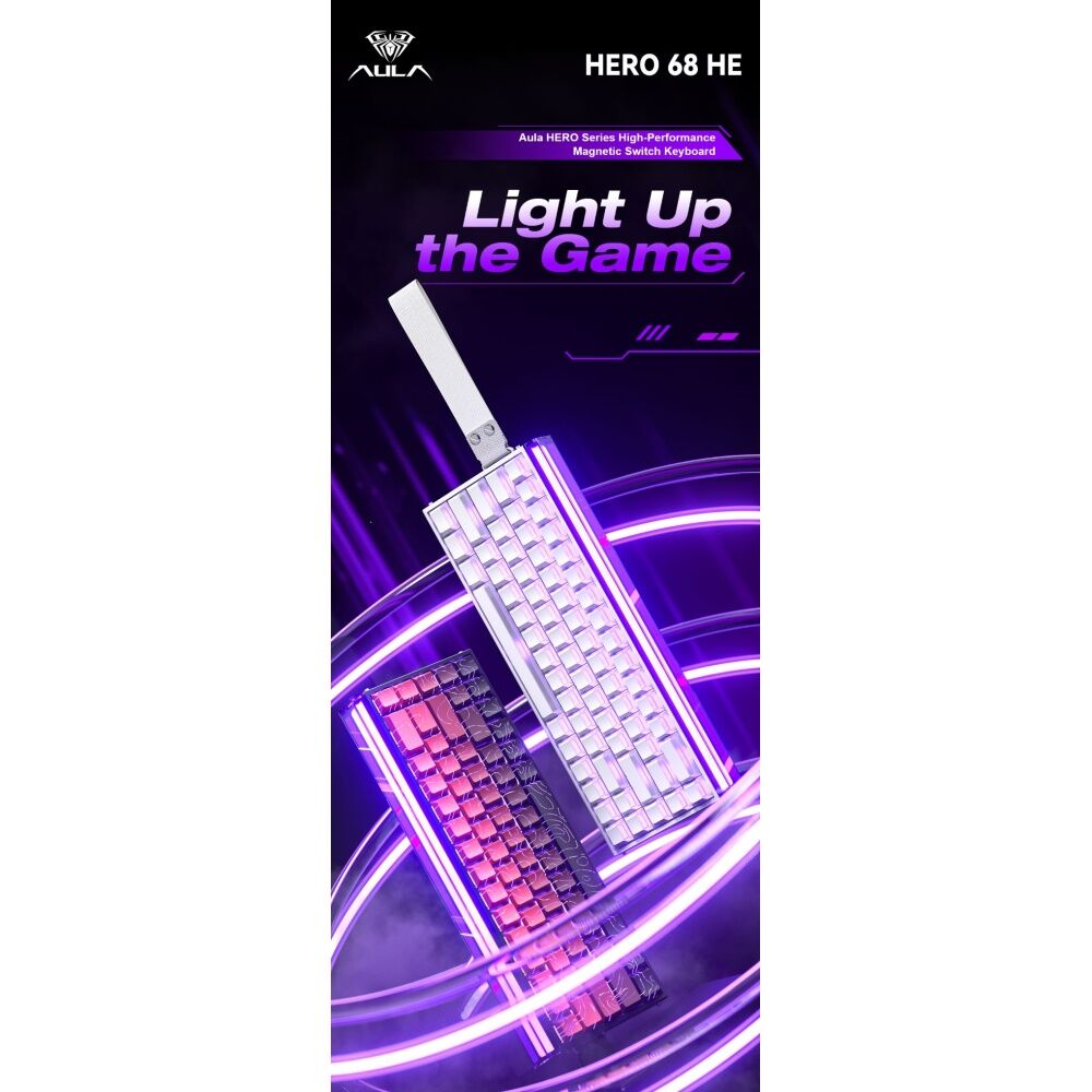 Aula White Hero 68 Wired Magnetic Switch 8K Returns RGB Keyboard — image 2