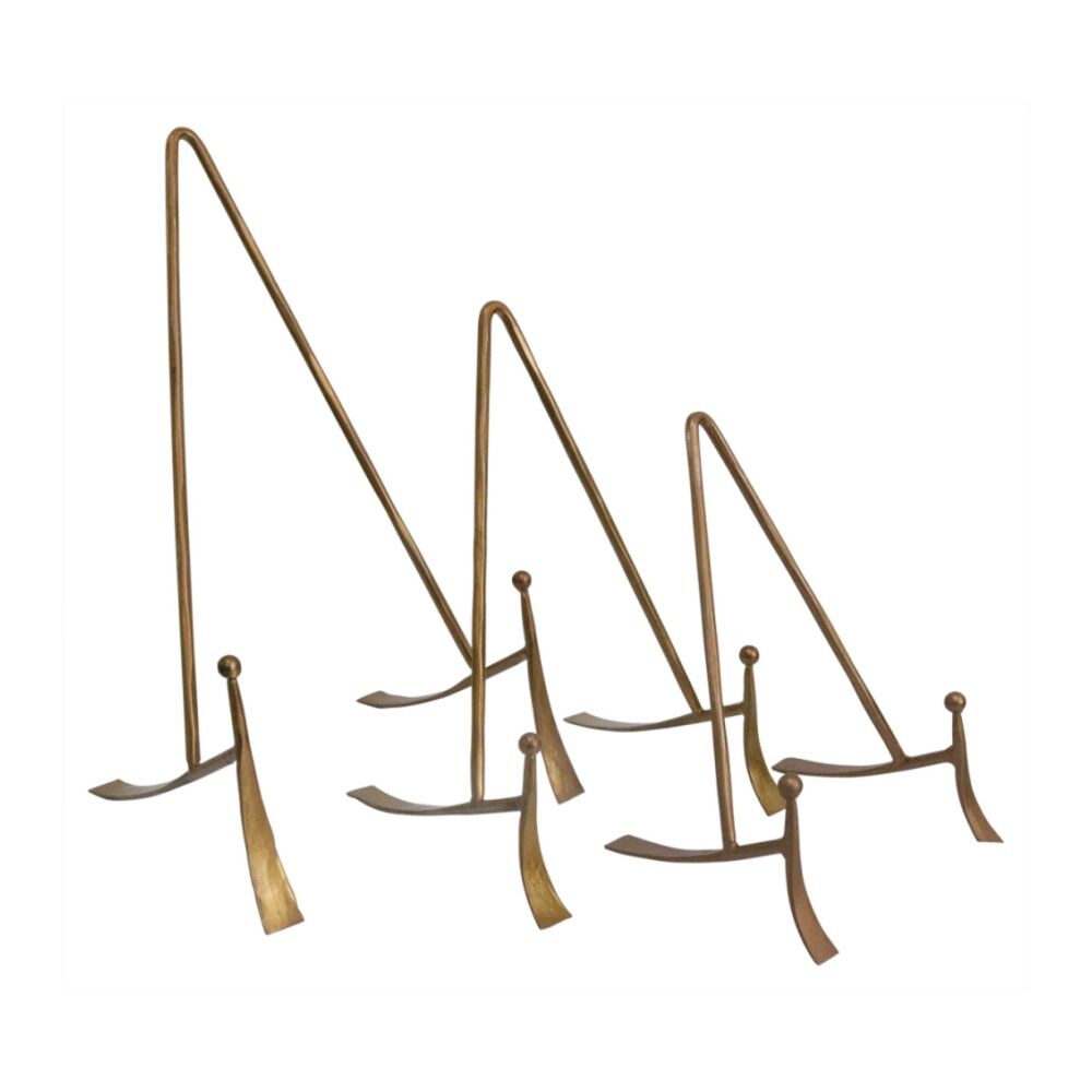 LVD Large Plate Stand Brass Colour Metal 26cm H x 13cm W x 14cm D — image 2