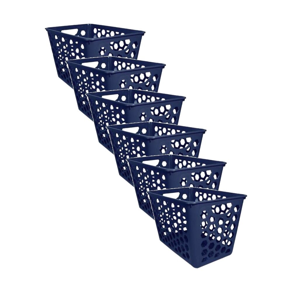 Braz Mazin Rectangular Plastic Storage Basket 36.5x24x24cm Assorted (6 Pack)