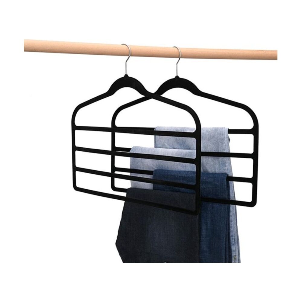 Braz 2pc Braz Flocked Pants Multi Bar Hanger w/ Metal Hook Black (8 Pack) — image 5
