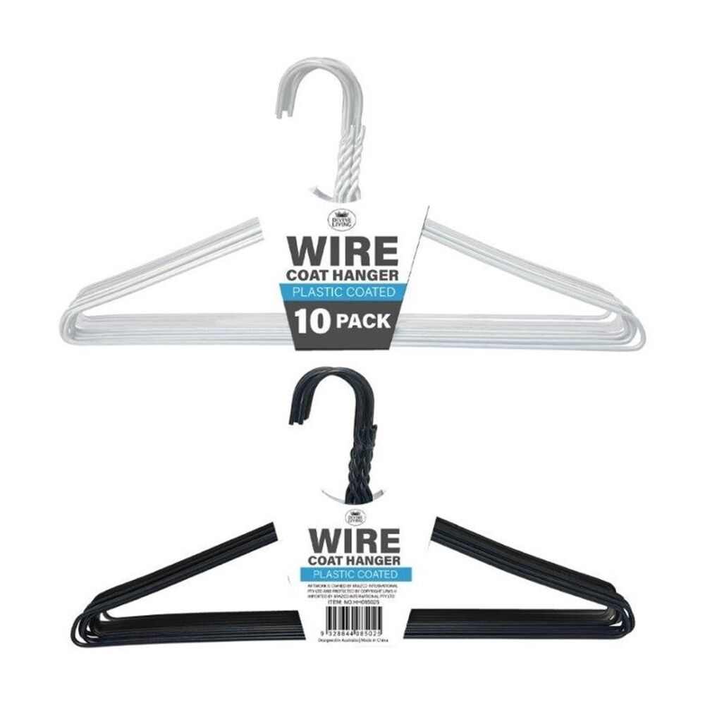 Braz Plastic Coated Wire Coat Clothes Hangers Assorted (10 Pieces) — image 2