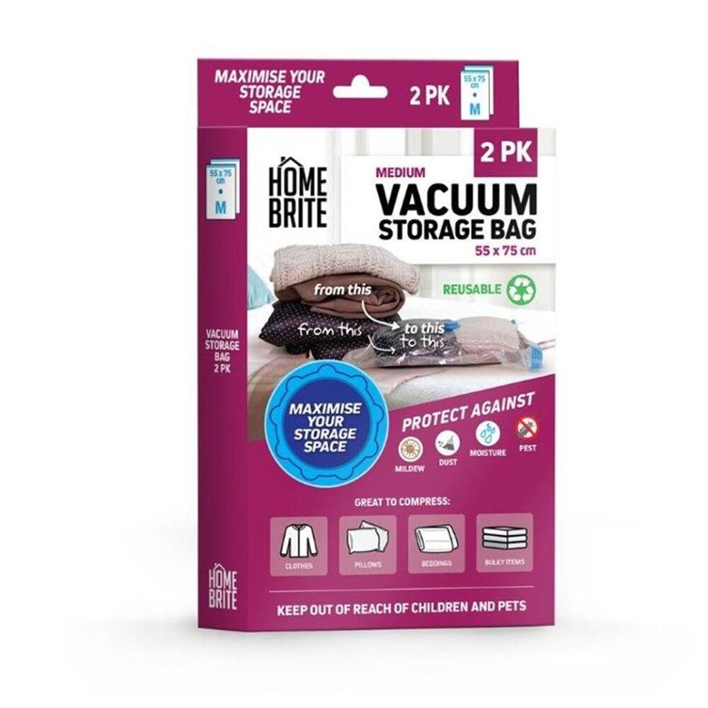 Braz 2pc Braz Reusable Vacuum Sealed Clothes Storage Bags M 55x75cm (6 Pack) — image 2