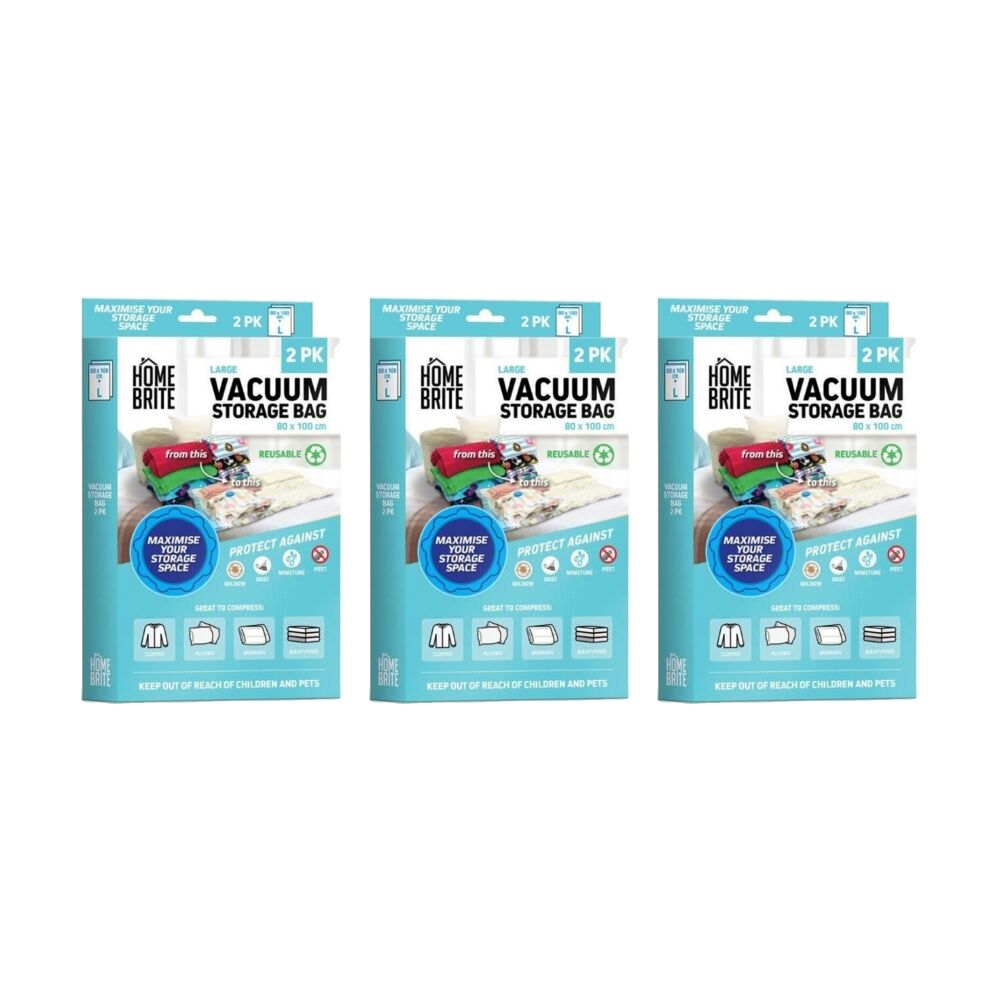 Braz 2pc Braz Reusable Vacuum Sealed Clothes Storage Bags L 80x100cm (3 Pack)