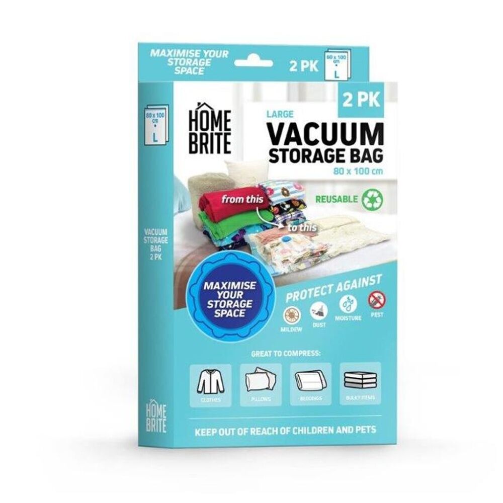Braz 2pc Braz Reusable Vacuum Sealed Clothes Storage Bags L 80x100cm (6 Pack) — image 2