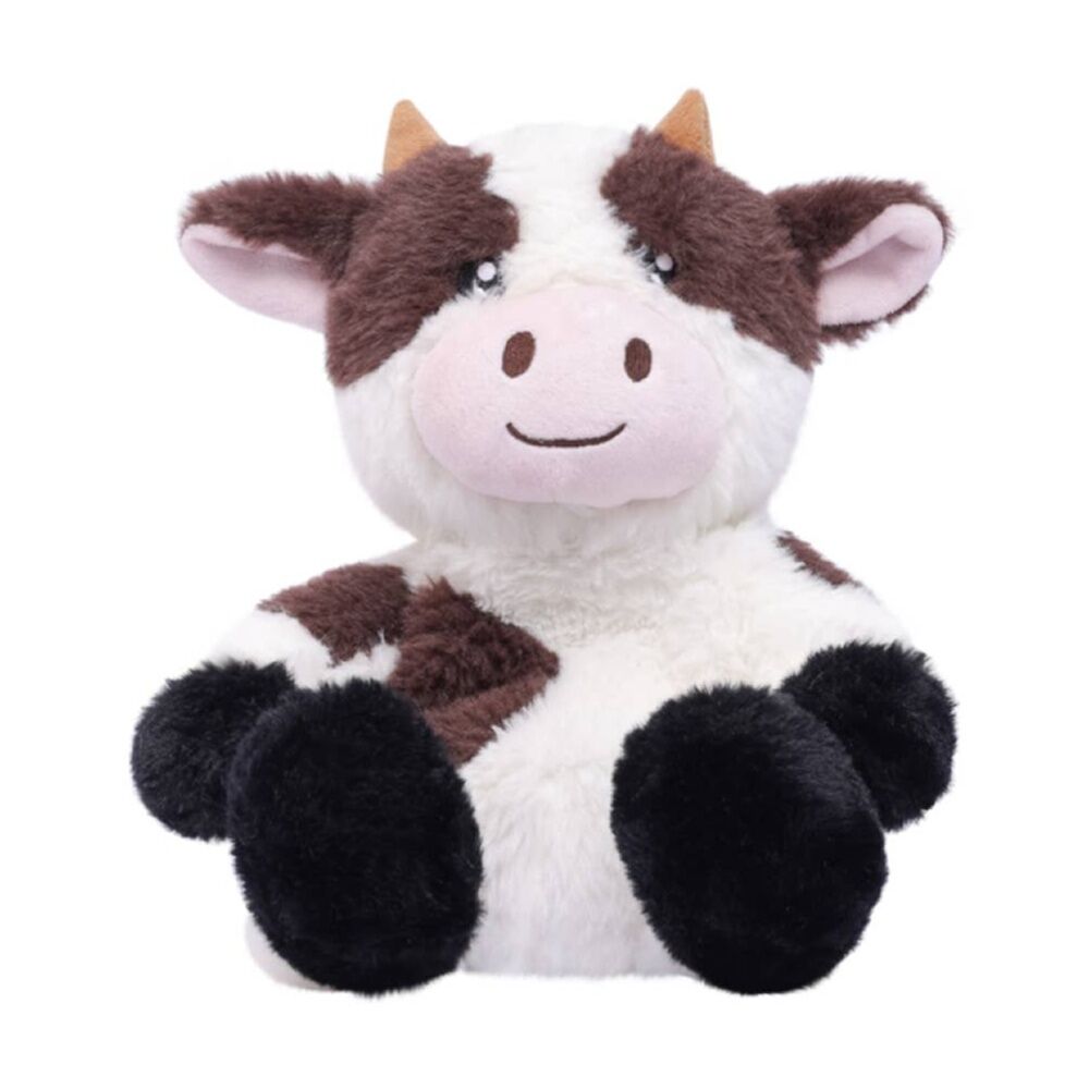 Toasty Hugs Coco Cow Plush Toy - Microwave Heatable - Freezer Coolable - Flame-Resistant Fabric - Filled With Tourmaline - 35x26x14cm Brown White