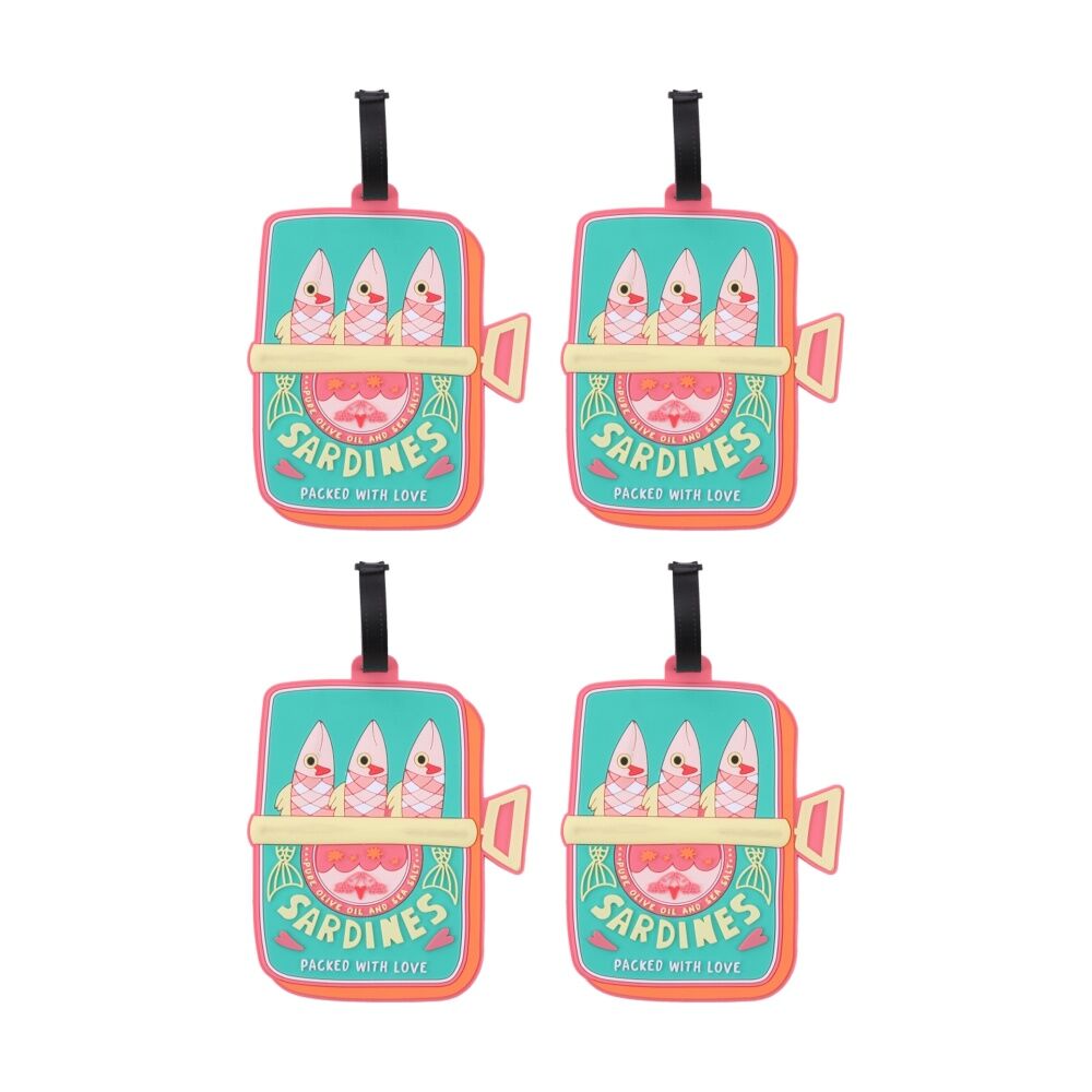 Ipack Sardine Giant Luggage ID Tag Adjustable Strap Travel 15x13.2cm (4 Pack)