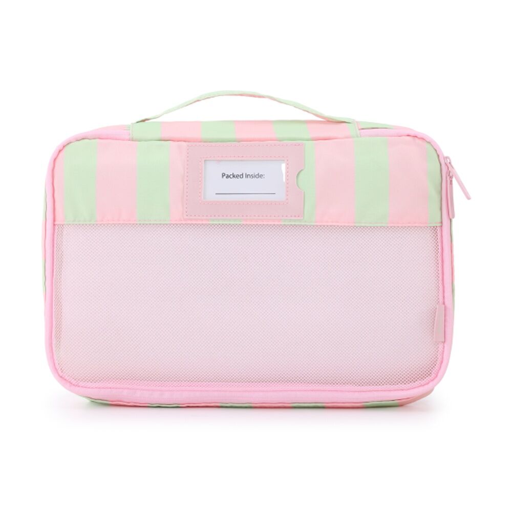 Ipack Stripe Packing Cube Set Travel Pink And Green 38x28x7cm (5 Pieces)