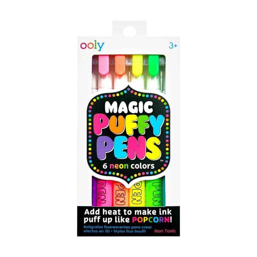 Ooly 6pc Ooly Magic Puffy Pens Neon Colours 3D Puff Effect Art Kids Craft Set 3y+ (2 Pack) — image 2