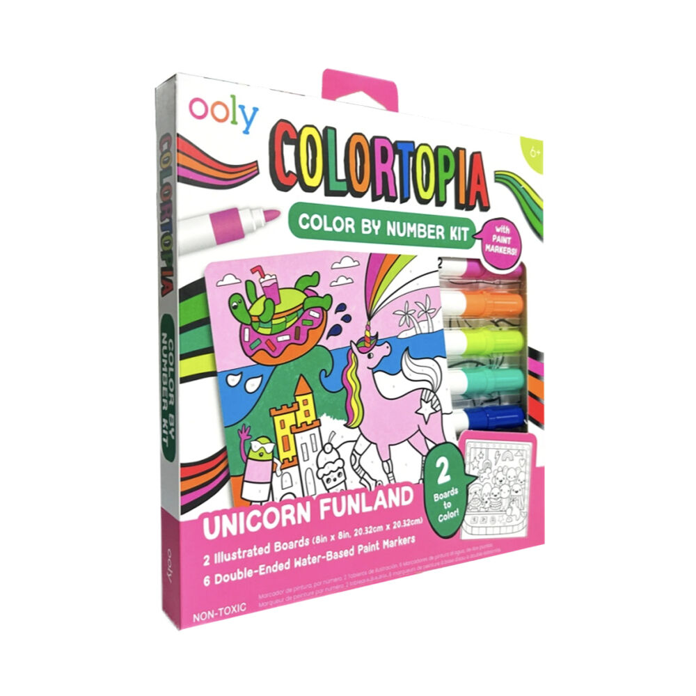 Ooly Colortopia Colour By Numbers Kit Unicorn Funland Kids Activity 6y+ (8 Pieces)