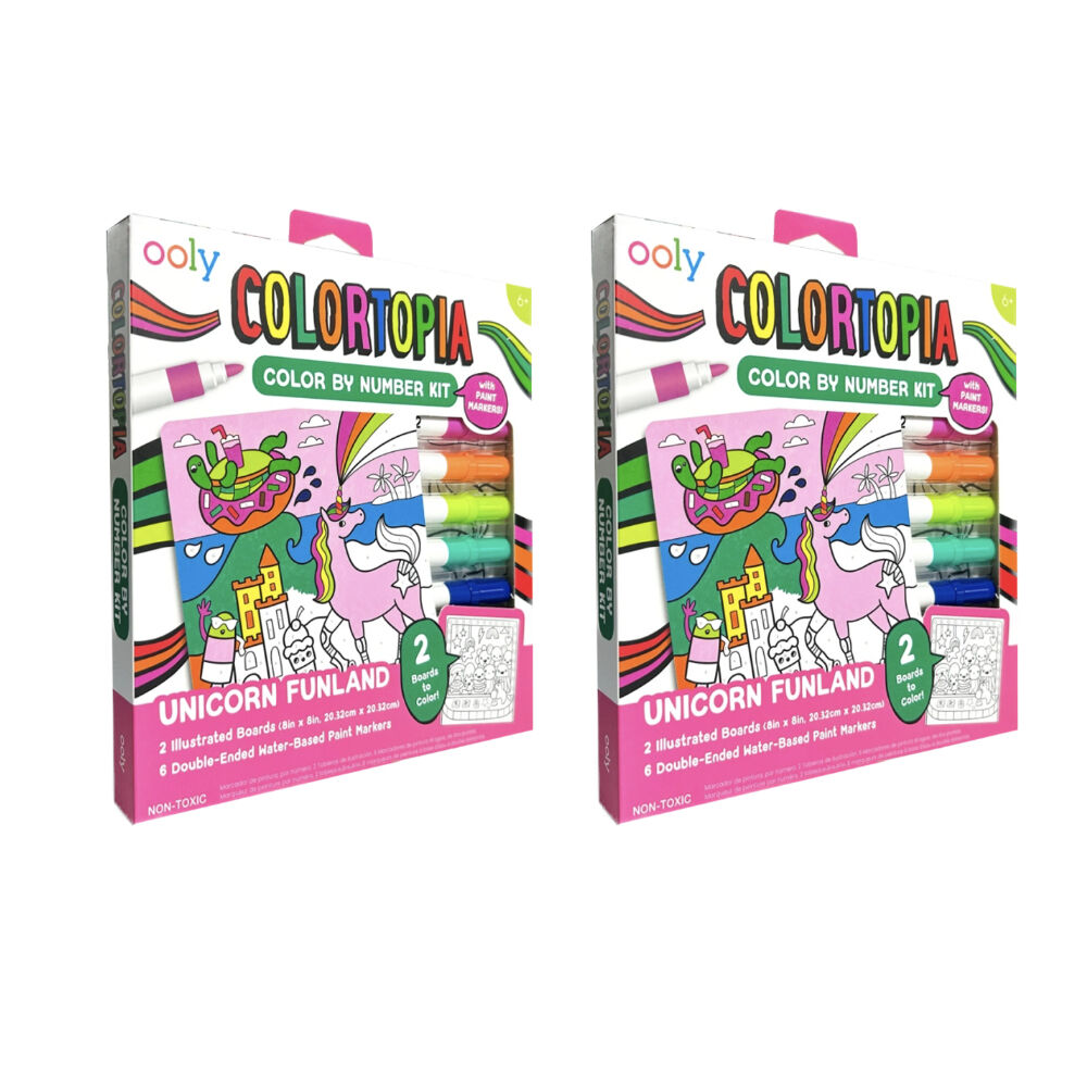 Ooly 8pc Ooly Colortopia Colour By Numbers Kit Unicorn Funland Kids Activity 6y+ (2 Pack)