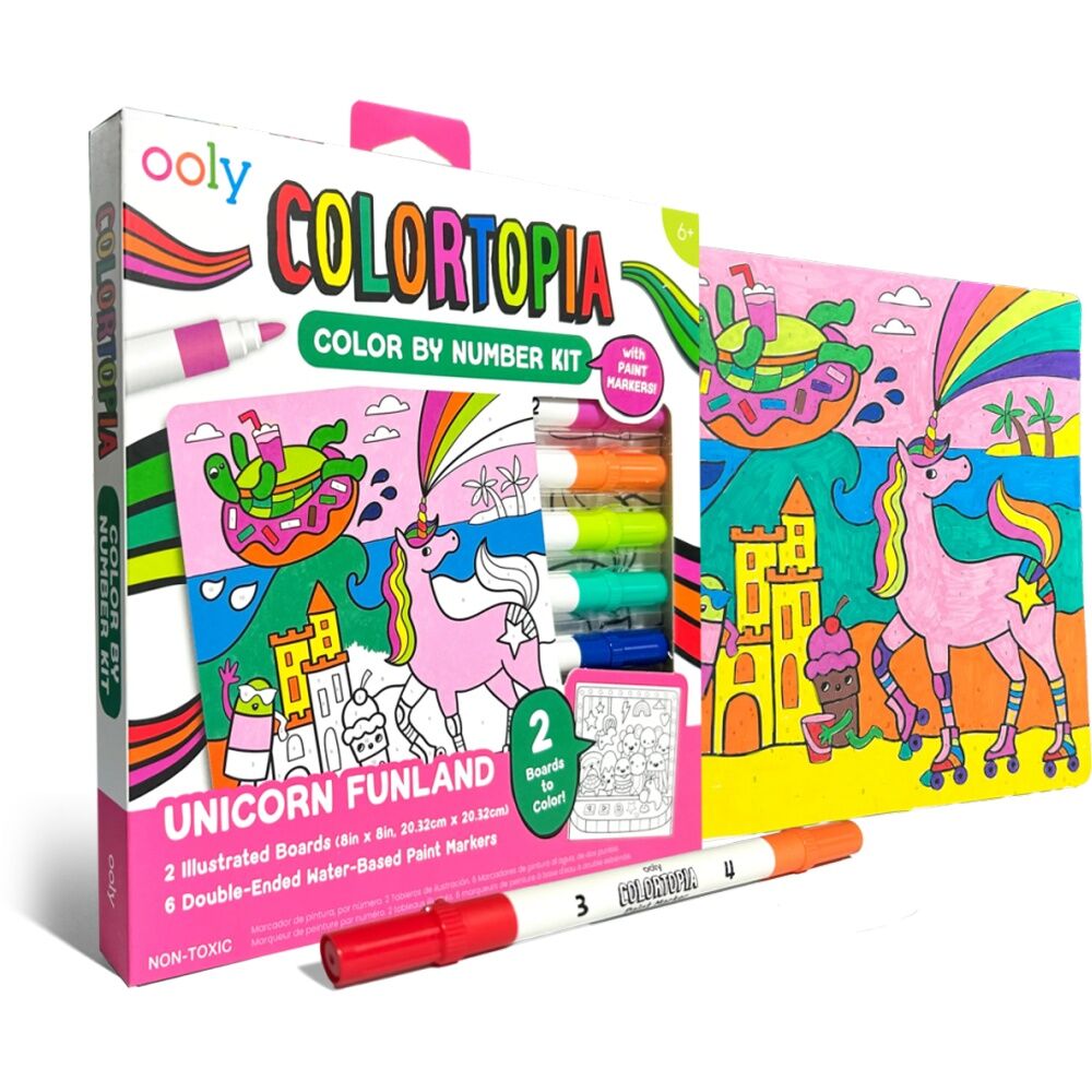 Ooly 8pc Ooly Colortopia Colour By Numbers Kit Unicorn Funland Kids Activity 6y+ (2 Pack) — image 2