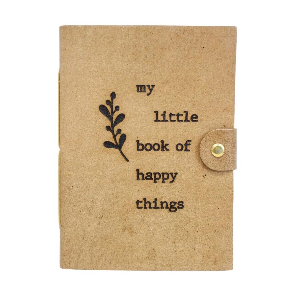 LVD 13x18cm Brown Leather Happy Things Writing Notebook Journal
