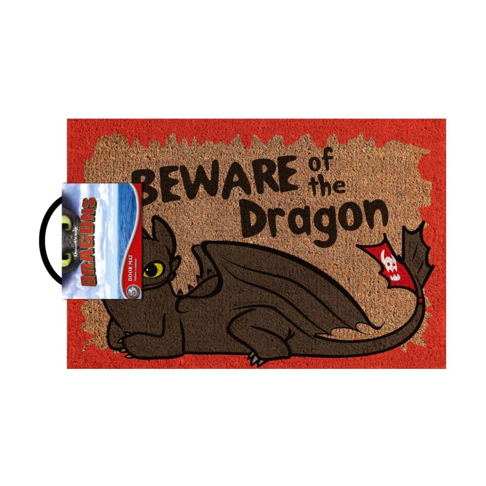 How to Train Your Dragon - Beware - Doormat - Officially Licensed - Non-Slip Rubber Backing - Coir Door Mat - 900mm x 600mm - 100 Percent Natural