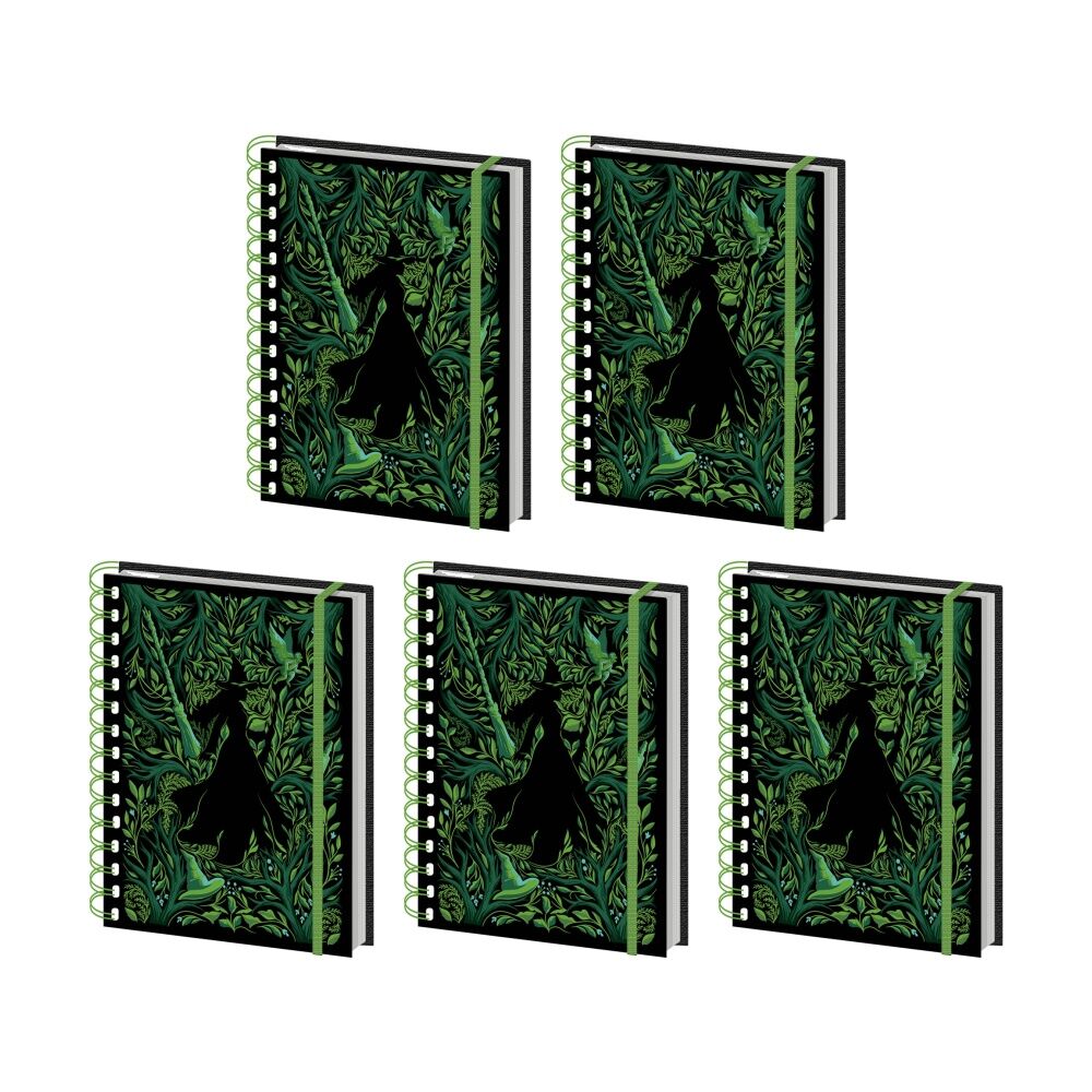 Wicked 2 Elphaba Wiro Spiral Writing Notebook Lined Pages A5 21x16cm (5 Pack)