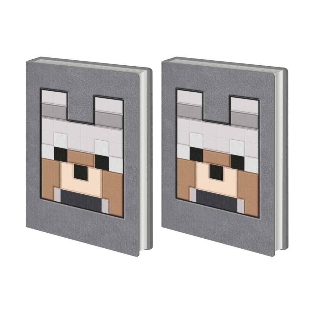 Minecraft Grey Wolf Plush Notebook w/ Inner Compartment A5 21x16cm (2 Pack)