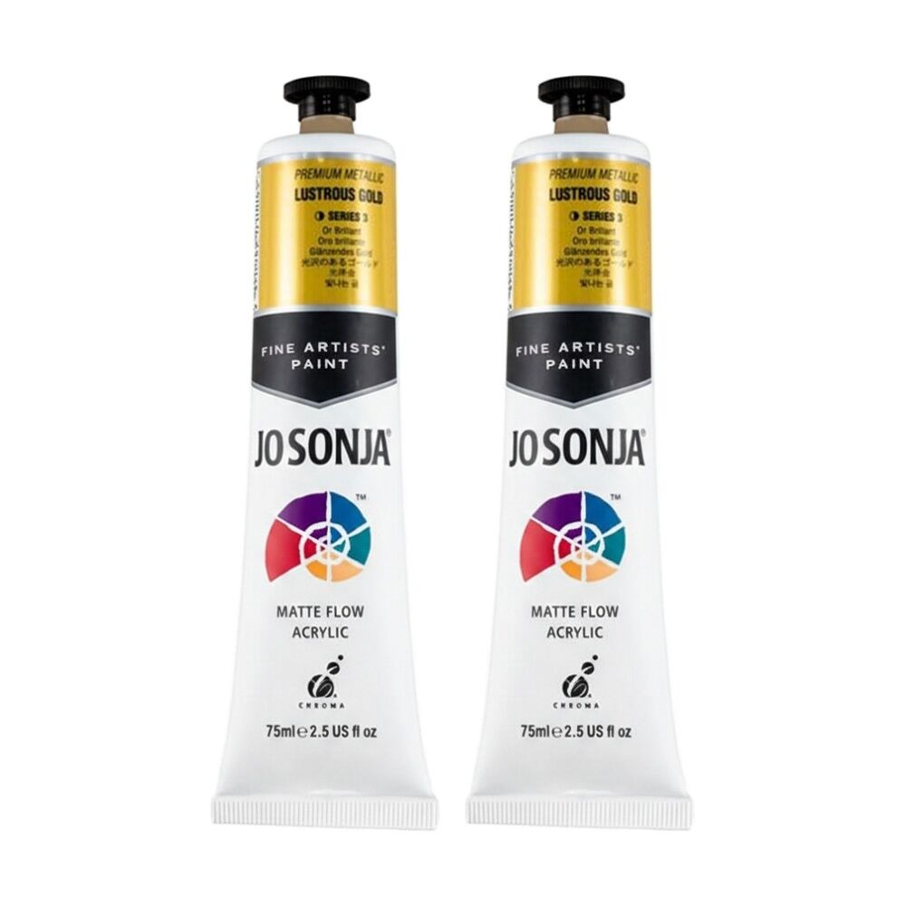 JO Sonja Metallic Colour Series Acrylic Artist Paint 75mL Tube Lustrous Gold (2 Pack)