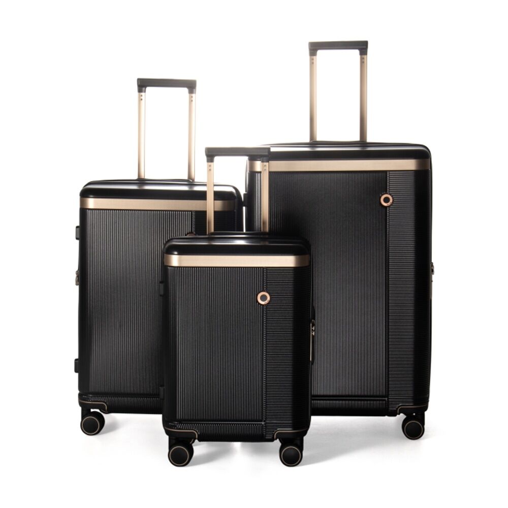 Kate Hill Phoenix Luggage Set Hard Case TSA Lock Travel Black (3 Pieces)