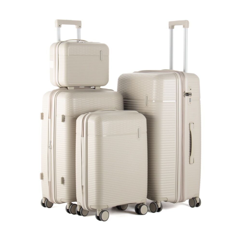 Kate Hill Brooklyn Hard Case Luggage Set TSA Lock Travel (4 Pieces) — Beige