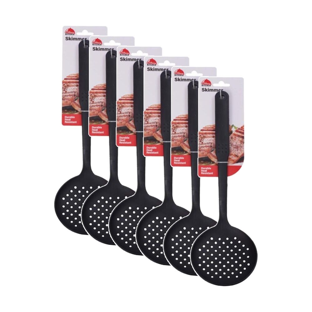 Culinary Kitchen Nylon Skimmer w/ Hanging Hole Cooking Utensil Black (6 Pack)