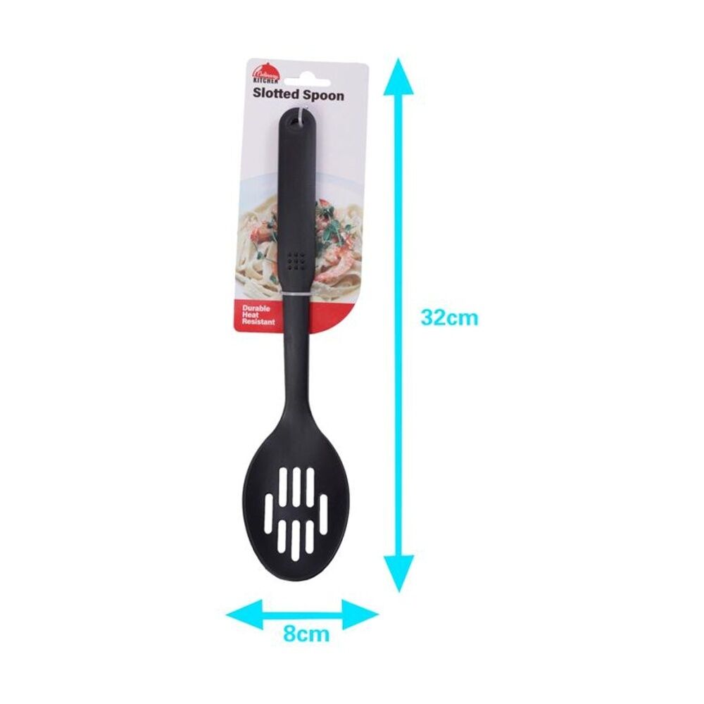 Culinary Kitchen Nylon Slotted Spoon w/ Hanging Hole Cooking Utensil Black (6 Pack) — image 3