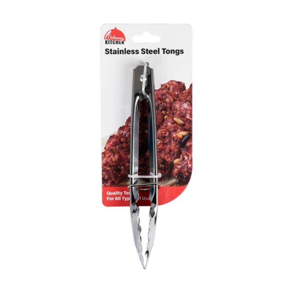 Culinary Kitchen Stainless Steel Tongs Cooking Utensil 17cm Silver (6 Pack) — image 2