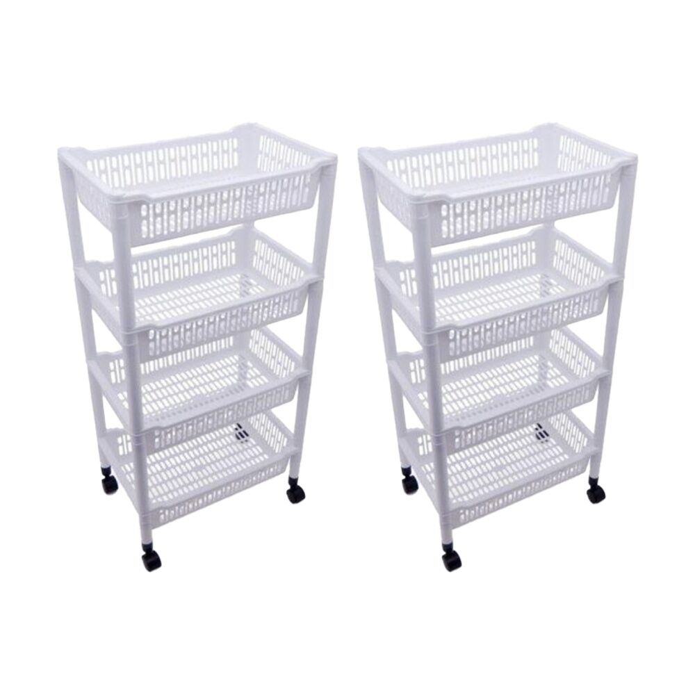 Braz 4 Level Plastic Storage Cart Trolley w/ Wheels 45x33x98cm Assorted (2 Pack)