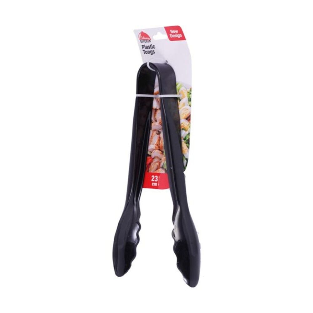 Culinary Kitchen Plastic Tongs Cooking Utensil 23cm Black (12 Pack) — image 2