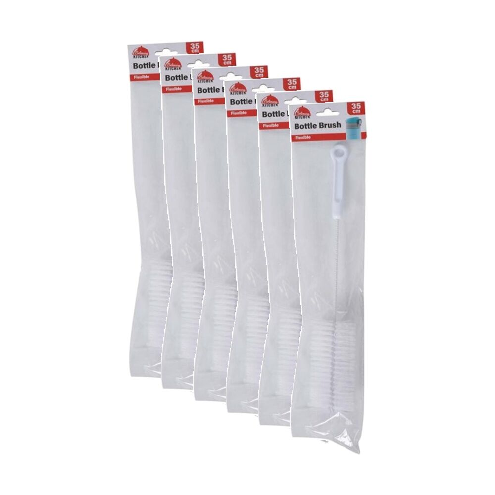 Braz Flexible Stem Plastic Bristles Bottle Cleaning Brush w/ Hanger 35cm (6 Pack)