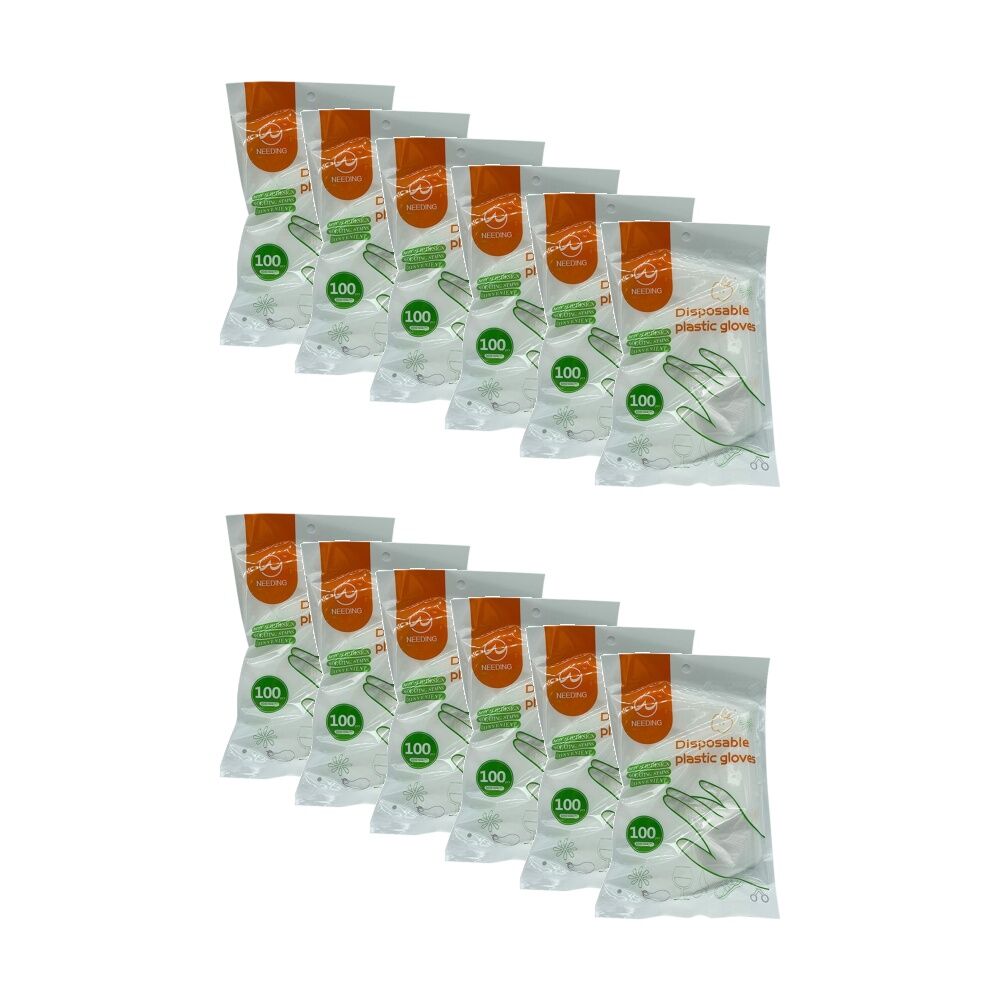 Braz 100pc Braz Disposable Non Slip Cleaning Gloves White/Grey (12 Pack)