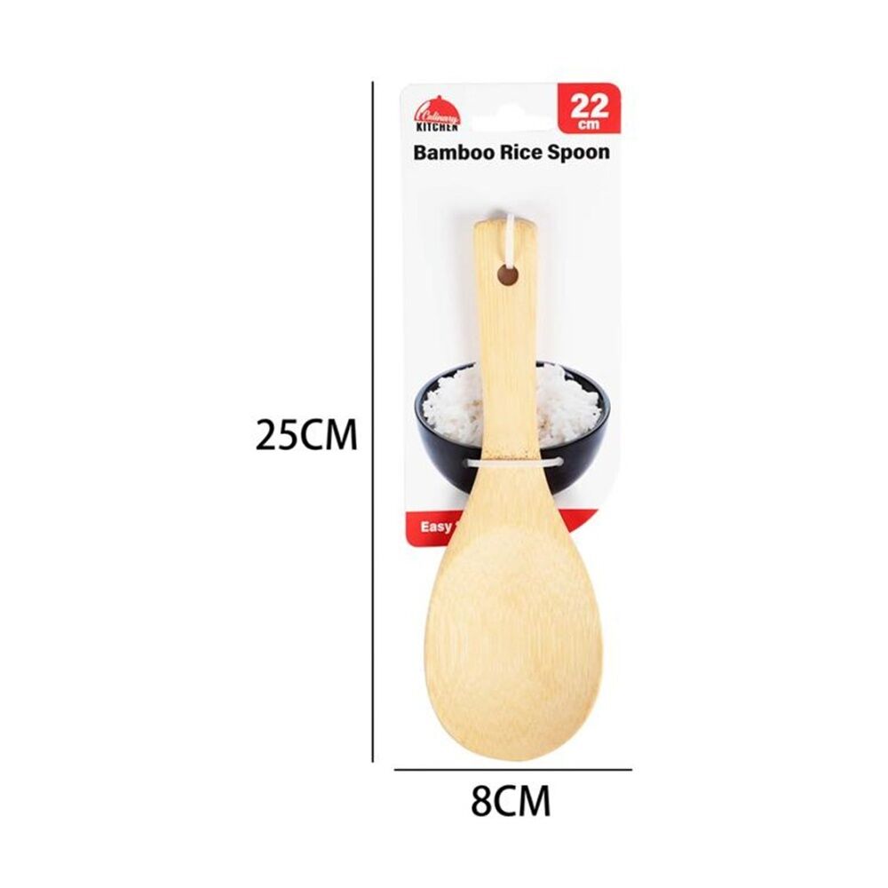 Culinary Kitchen 20cm Bamboo Rice Paddle Serving Spoon w/ Hanging Hole — image 2