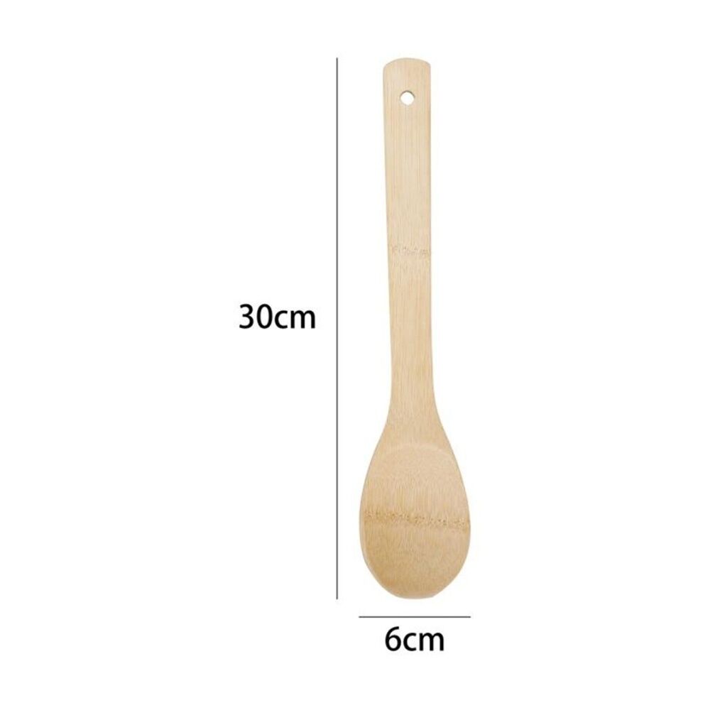 Culinary Kitchen Bamboo Lightweight Cooking Spoon w/ Hanging Hole Utensil — image 4