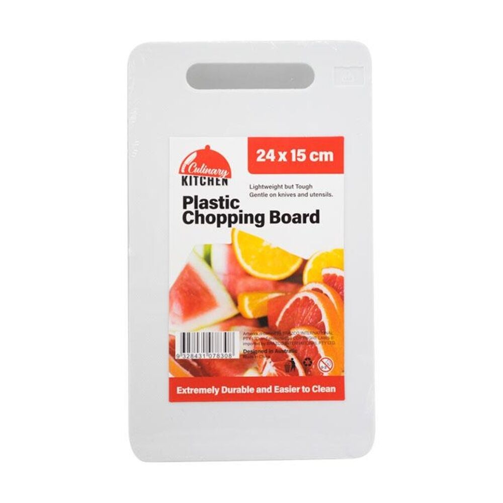 Culinary Kitchen 24x15cm White Plastic Rectangular Chopping Board
