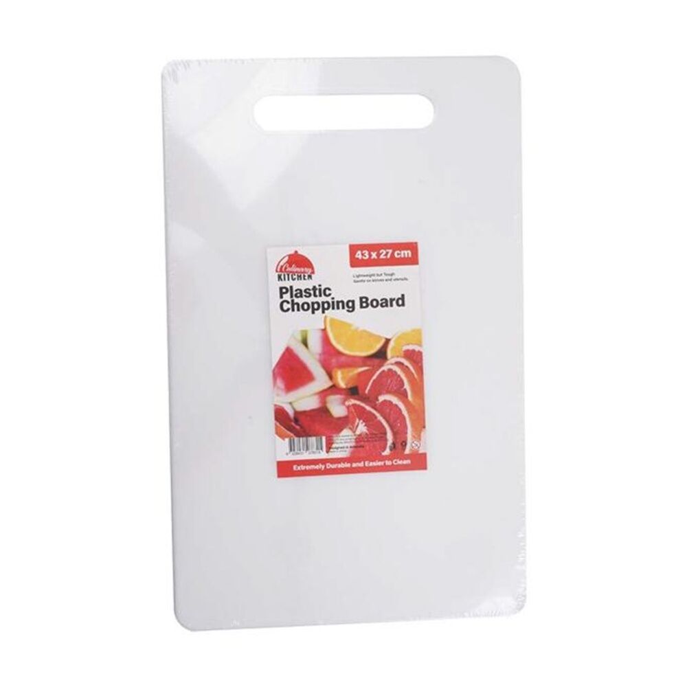 Culinary Kitchen 43x27cm White Plastic Rectangular Chopping Board