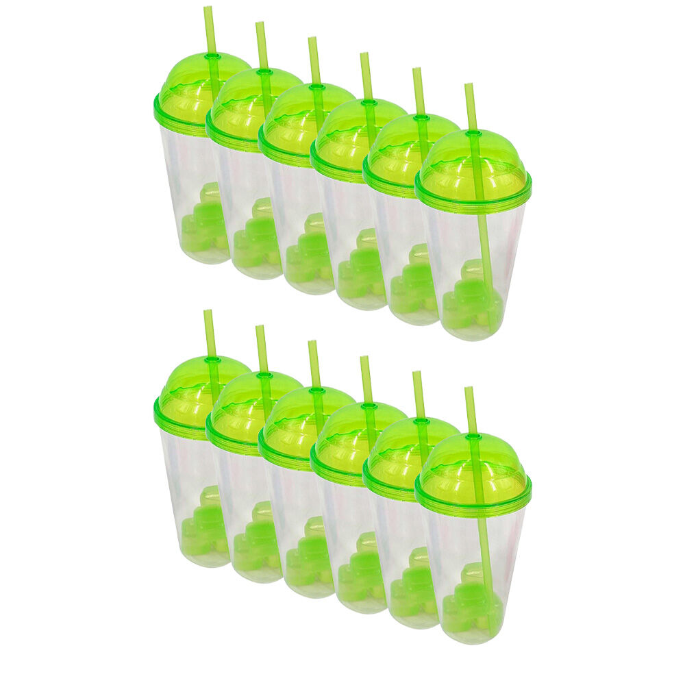 Braz Kids Plastic Drinking Tumbler Dome w/ Lid, Straw & Cube Assorted (12 Pack)