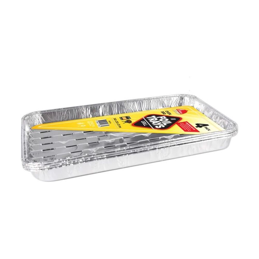 Braz Aluminium Foil Disposable Grill Trays 34x23x2cm Silver (4 Pieces)