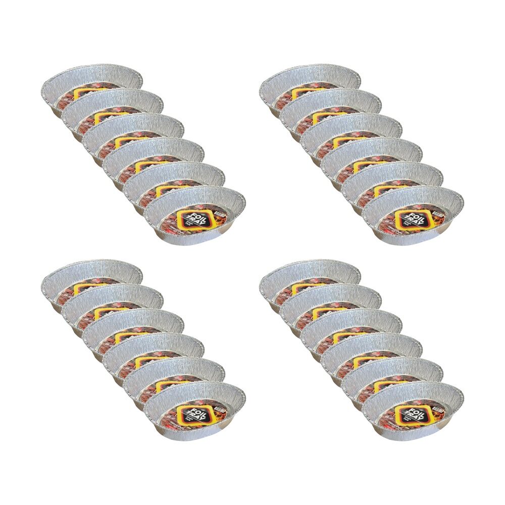 Braz Aluminium Foil Disposable Oval Tray 46x35x8.5cm Silver (24 Pack)