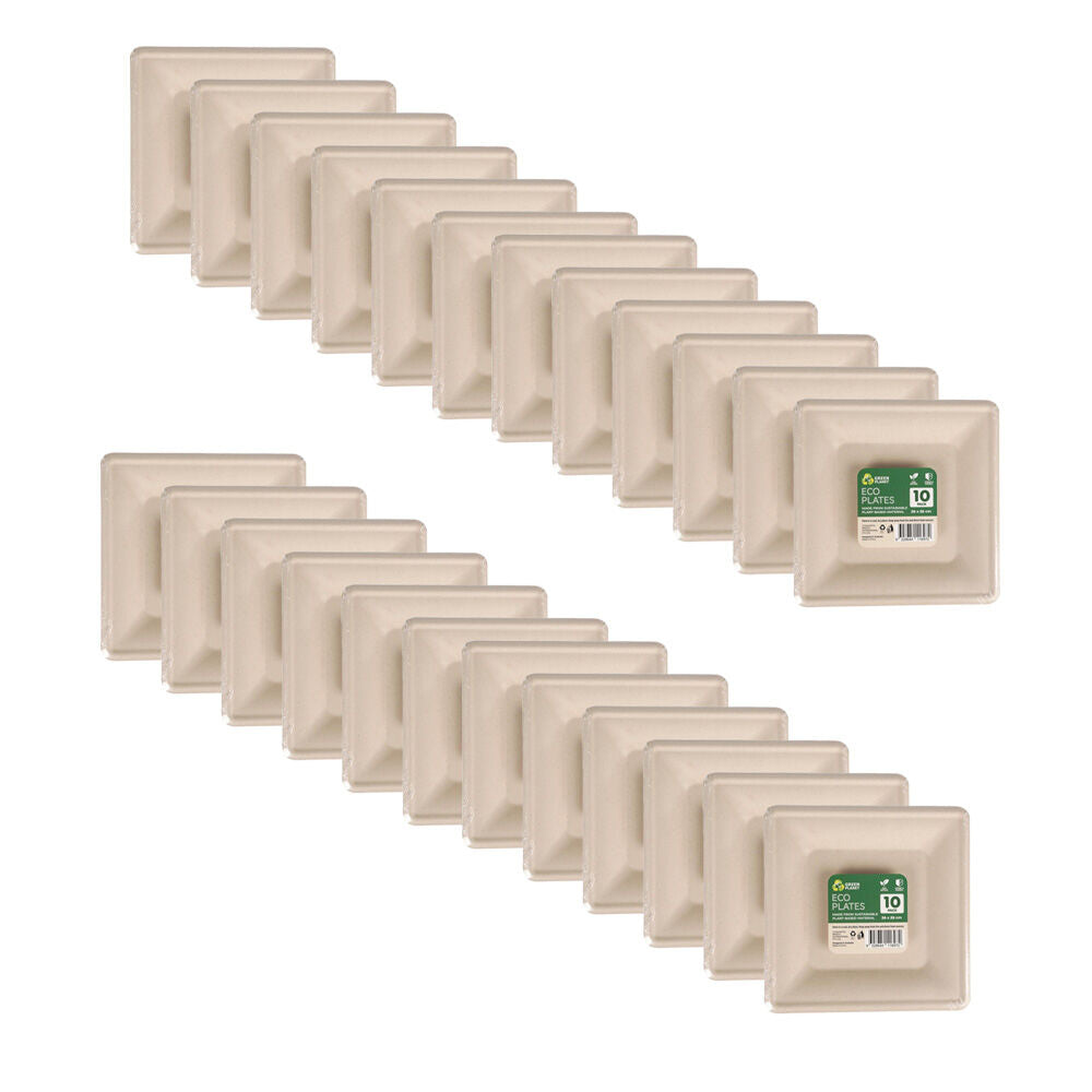 Braz 10pc Braz Earth Friendly Square Plates Tableware Servware 26x26cm Beige (24 Pack)