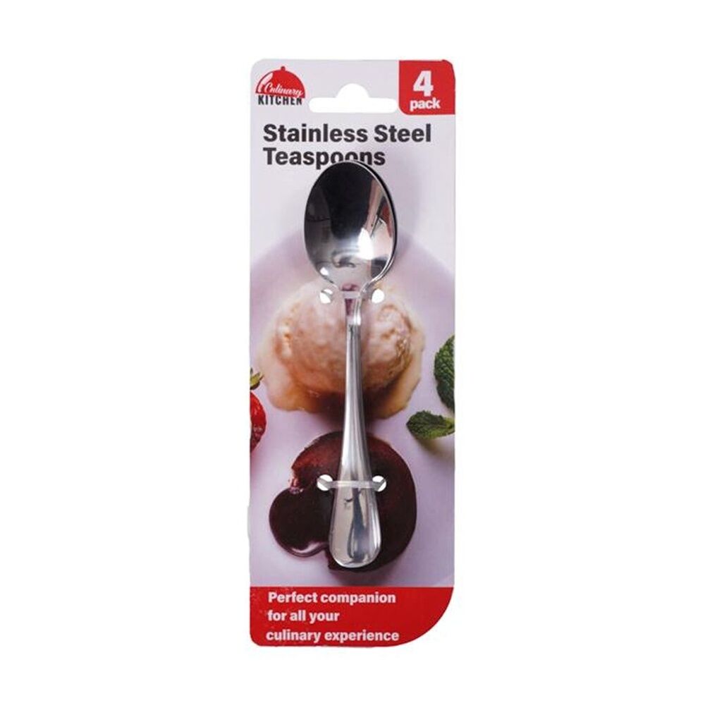 Braz Stainless Steel Deluxe Teaspoons Set Kitchen Cutlery 20cm Silver (4 Pieces)
