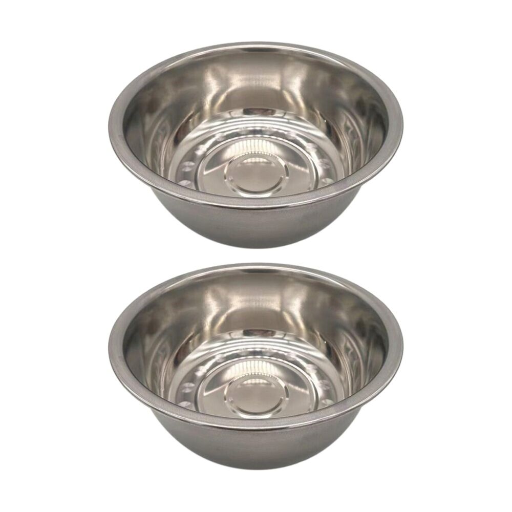 Braz Stainless Steel Kitchen Prep Mixing Bowl Serving Serveware 38cm Silver (2 Pack)