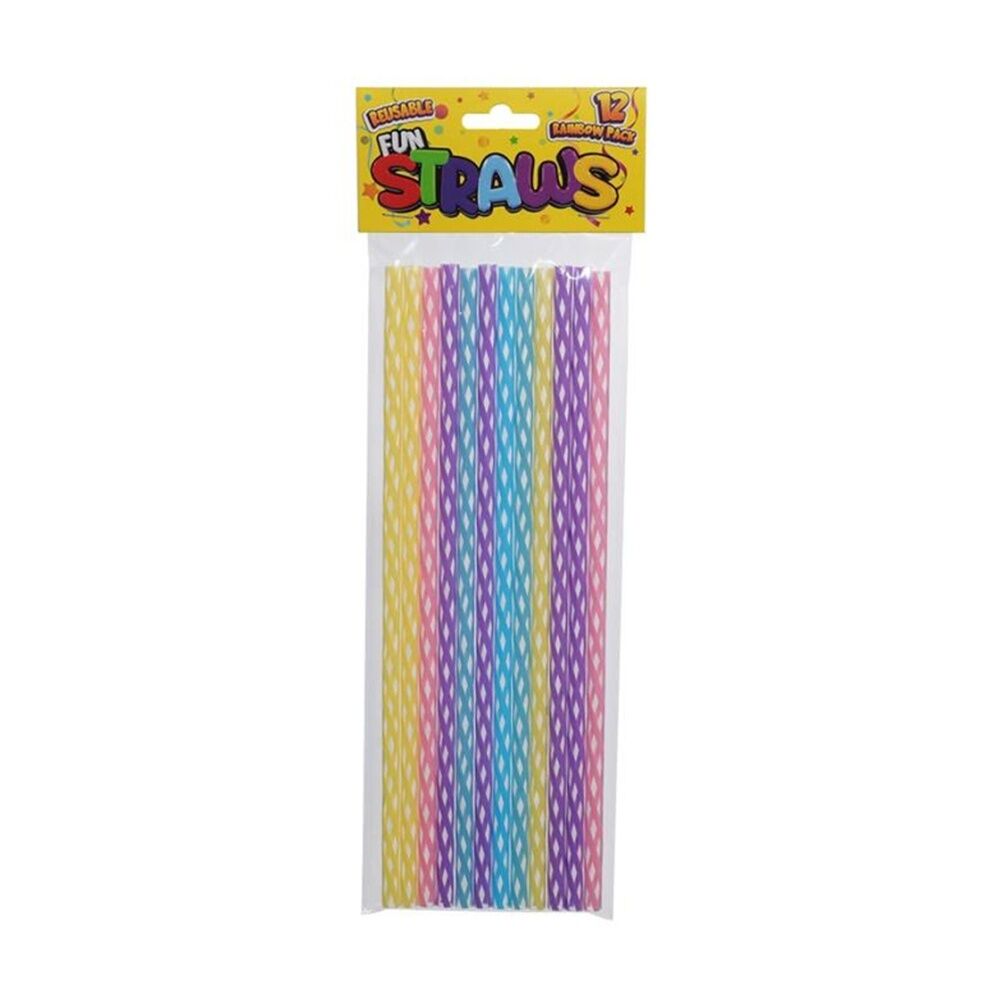Braz 12pc Braz Plastic Reusable Straws Set 28cm Multi Colour (24 Pack) — image 2