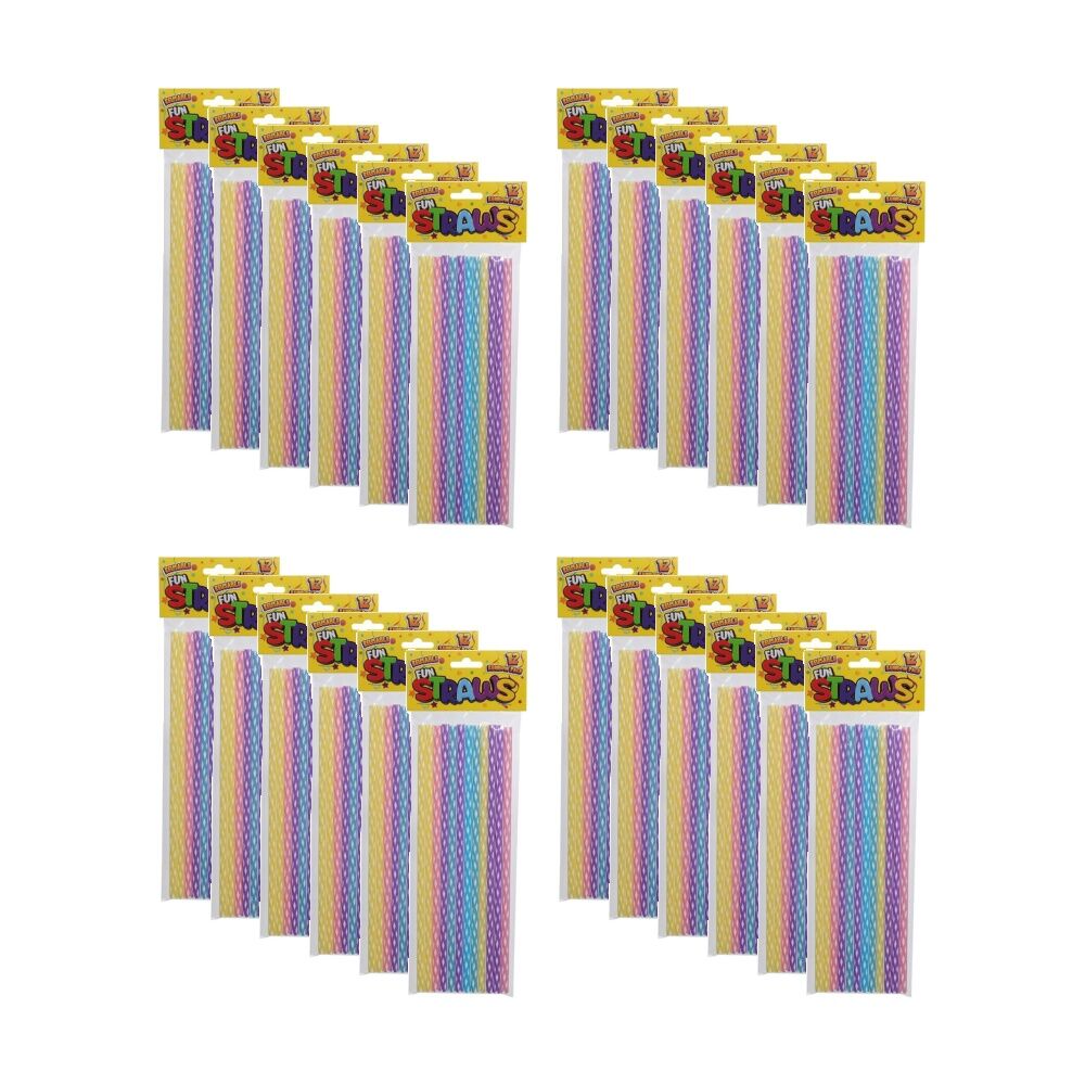 Braz 12pc Braz Plastic Reusable Straws Set 28cm Multi Colour (24 Pack)