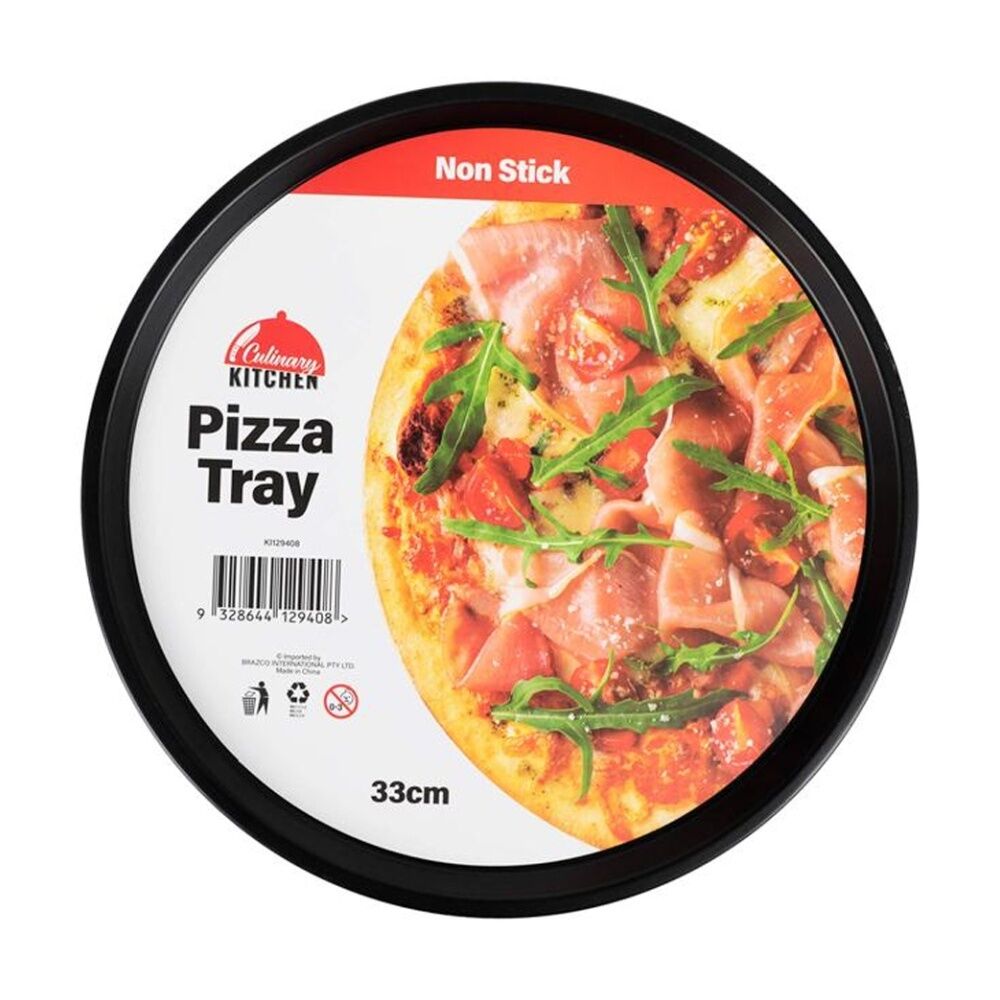 Culinary Kitchen Bake Pan NS Pizza Crisp 32cm - Non-Stick Bakeware For Home Baking - Round Pizza Tray - Durable Lightweight Plastic - 32cm Black