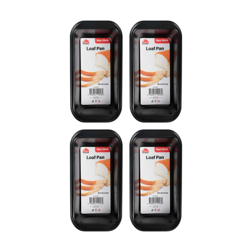 Culinary Kitchen Non-Stick Rectangular Bread Baking Loaf Pan Tray 25x13cm (4 Pack)