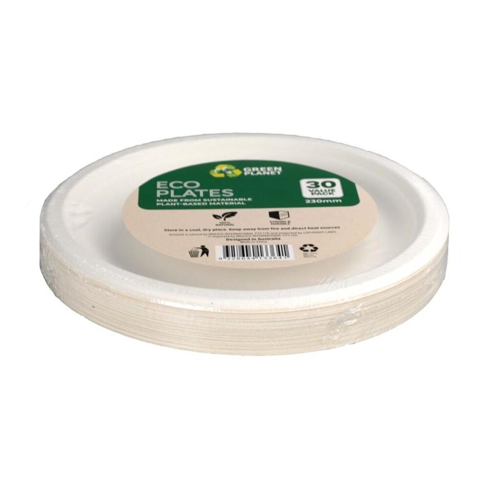 Braz 30pc Braz Earth Friendly Disposable Round Plates Tableware Serveware 23cm (4 Pack) — image 2