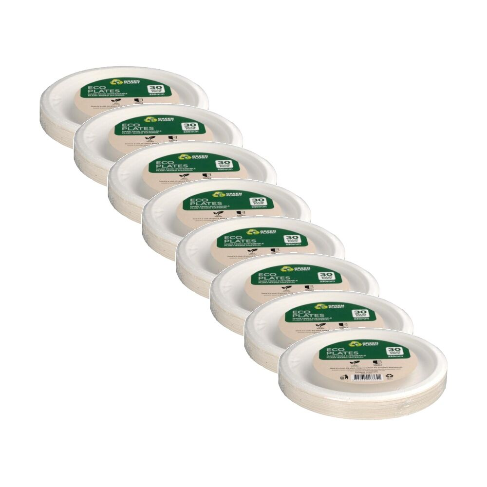 Braz 30pc Braz Earth Friendly Disposable Round Plates Tableware Serveware 23cm (8 Pack)