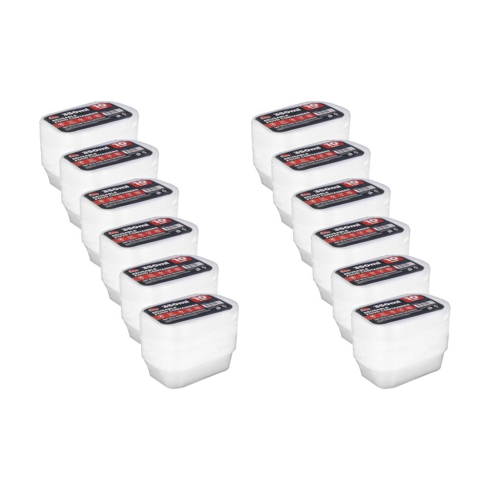 Braz 10pc Braz Reusable Rectangular Food Storage Containers w/ Lids 350ml Clear (12 Pack)
