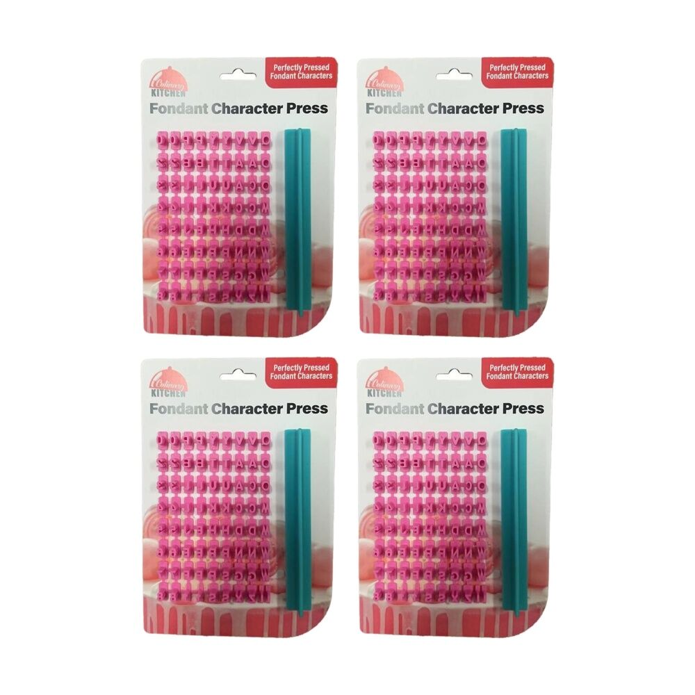 Braz Fondant Lettering Press Cake Decorating Letter & Number Stamp Set Tool (4 Pack)
